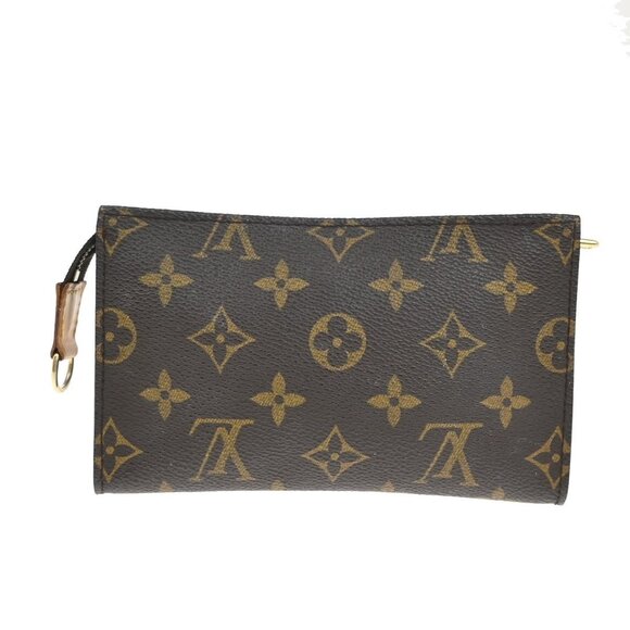 LOUIS VUITTON Logo BUCKET PM Pouch Bag Monogram Leather Brown France - Picture 3 of 15